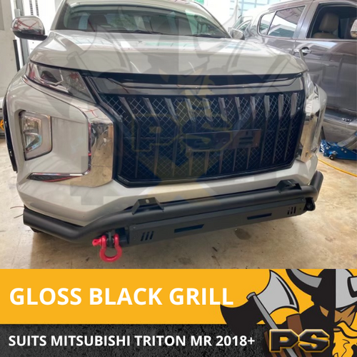 Front Bumper Grille to suit Mitsubishi Triton MR Gloss Black Grill 2019+ 