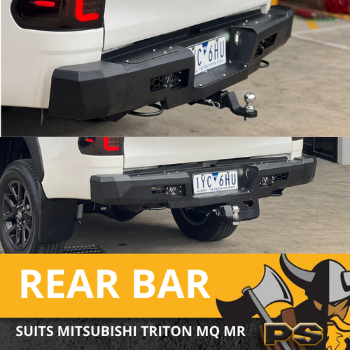 Odin Rear Tow Bar Bumper Suitable for Mitsubishi Triton MQ Matte Black