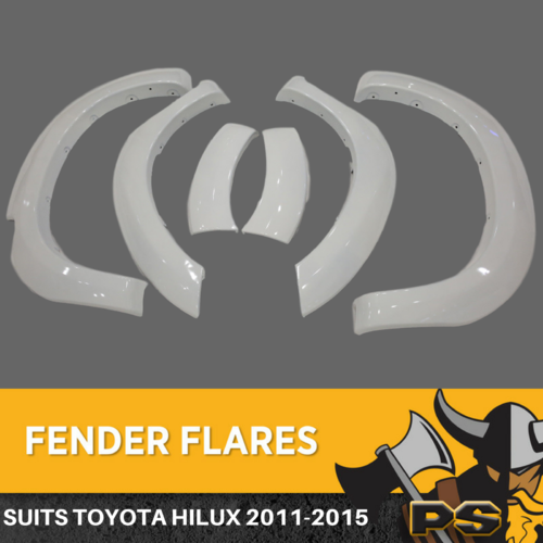 White Fender Flares Wheel Arch to suit Toyota Hilux SR5 SR 2011-2015 6 Inch 6pcs